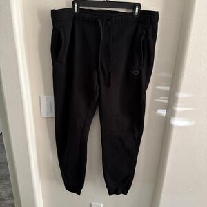 Pony Mens Joggers Black Fleece Lined Sweatpants Drawstring Medium Athletic Pants